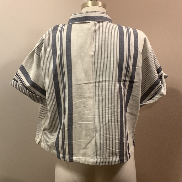 THREAD and Supply Striped Cotton Cropped Button Down Shirt Size M- New W/Out Tag - Picture 6 of 10
